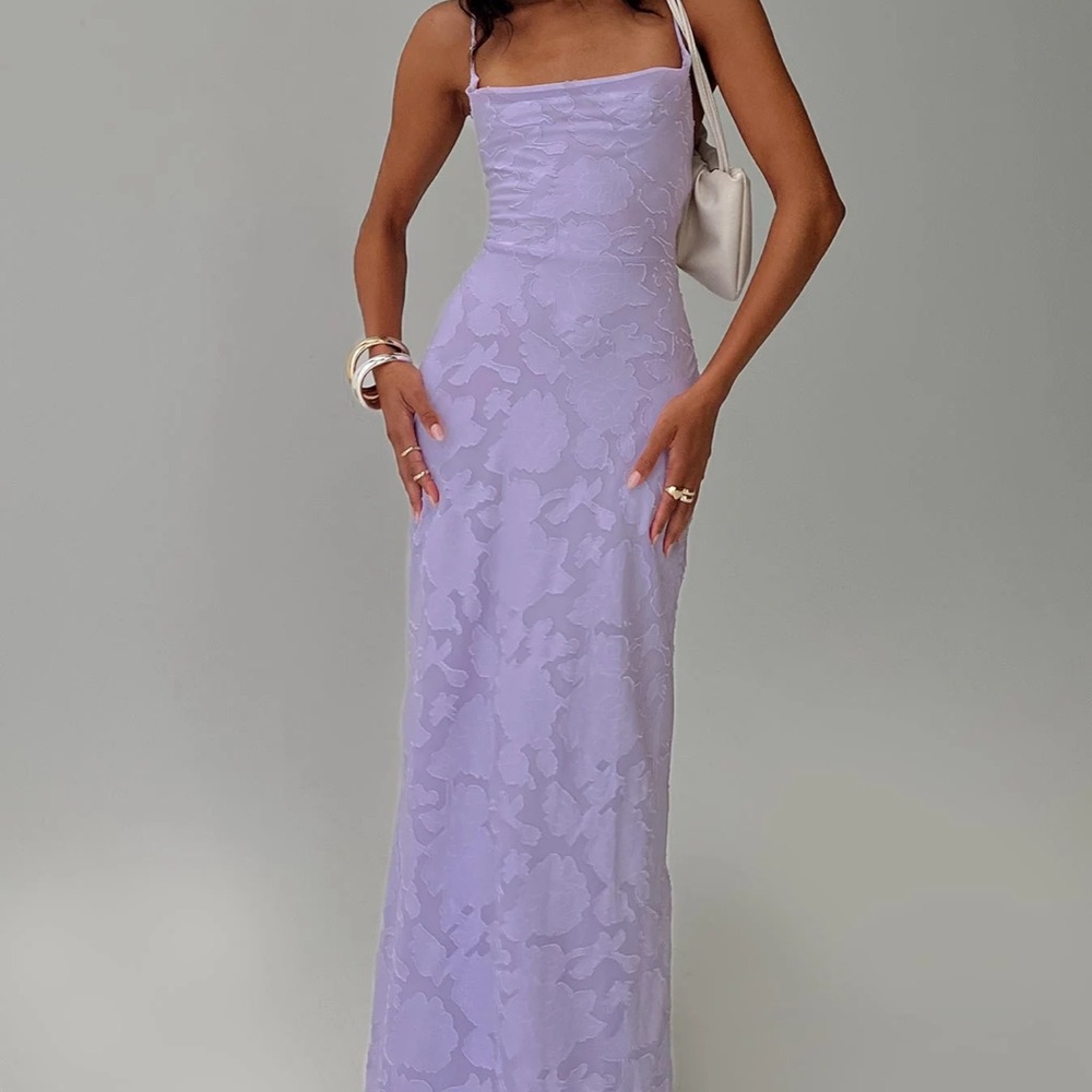 Lilac Floral Lace Slip Maxi Dress - Women